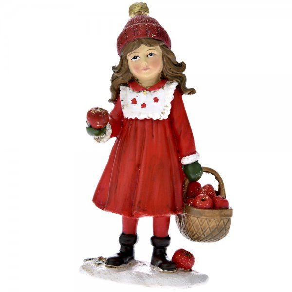 Χριστουγεννιάτικο Διακοσμητικό Κορίτσι Κόκκινο με Καλάθι (13cm)